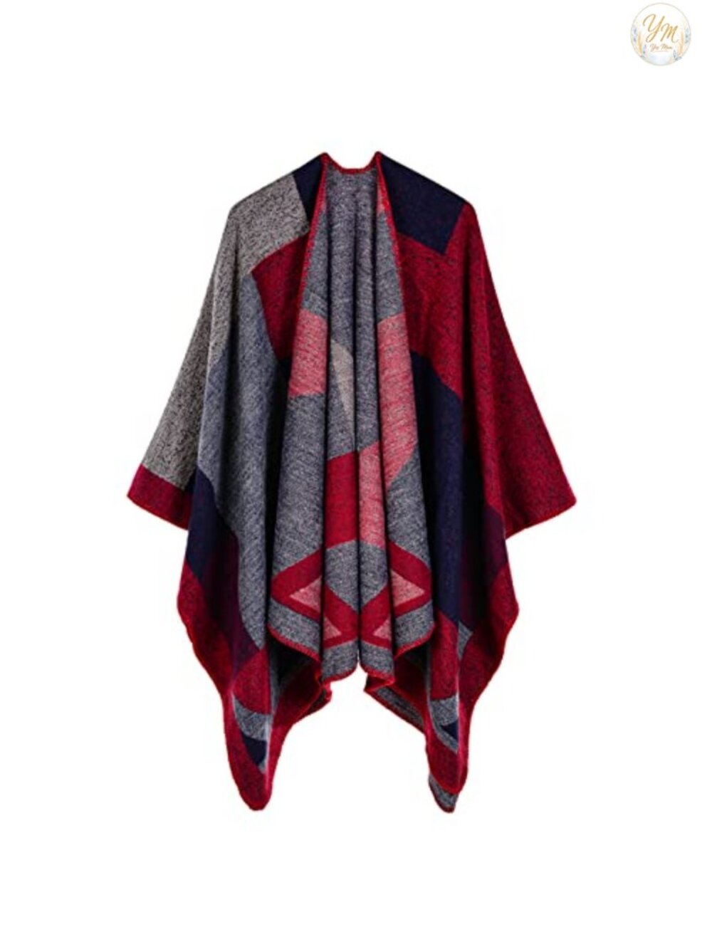 Reversible Plaid Shawl Wrap Poncho Cape Sweater Winter Women's